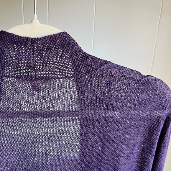 Eileen Fisher 100% Linen Women's Purple Open-Front Knit Beach Sweater Sz XL - Picture 8 of 9